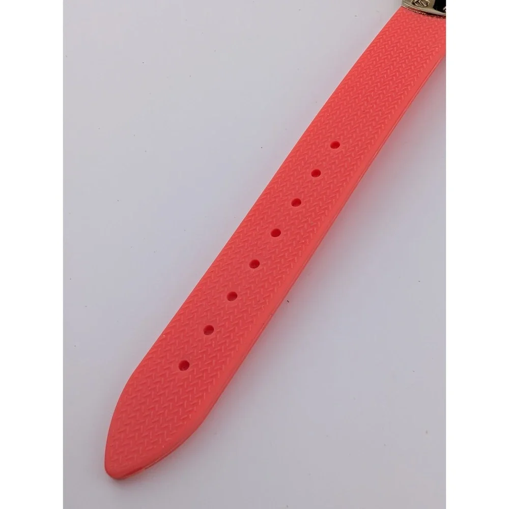 MSPCI Watch Women 36mm Gold Case Coral Silicone Band- New‎ Battery